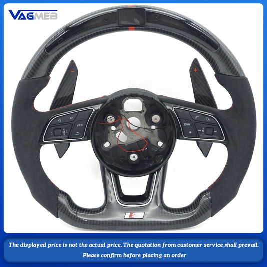 Custom led carbon fiber steering wheel paddle hole For Audi S RS Sline LOGO A4B9