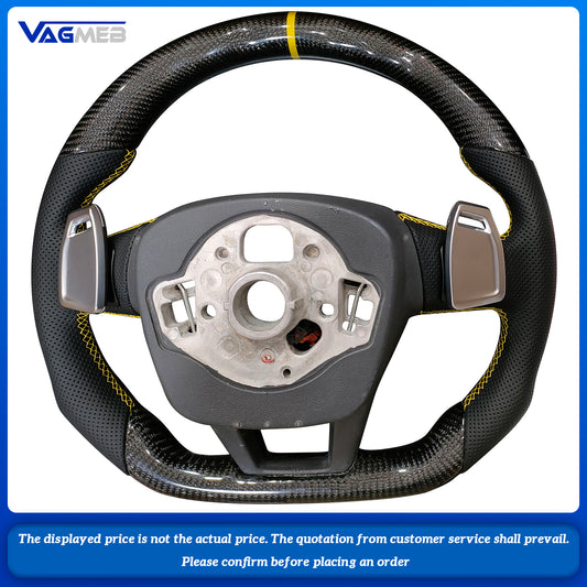 For Audi RS logo A6C8 carbon fiber semi-perforated yellow line yellow return label with heated steering wheel