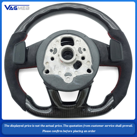 For Audi S LOGO A4B9 Half-grain leather red-stripped steering wheel with buttons