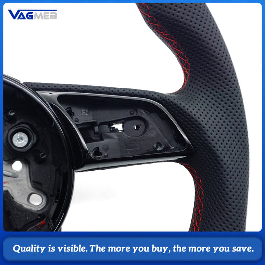 Heated steering wheel suitable for Audi A4 B9 S3 RS4 RS5 A3 A5 S3 S4 S5 2017-2024 leather flat bottomed steering wheel