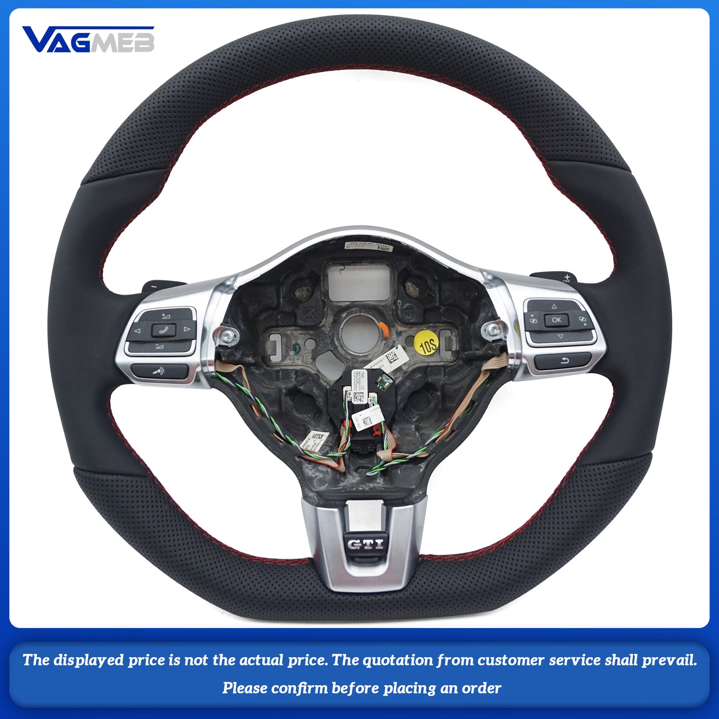 For VW Golf MK6 GTI Leather Multifunctional Steering Wheel With button Old R Logo Assembly