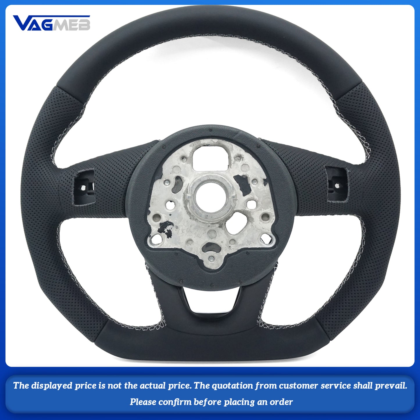 For Audi RS3 RS4 RS5 A3 A4 B9 A5 S3 S4 S5 2017-2021 Fully Perforated Leather Steering Wheel
