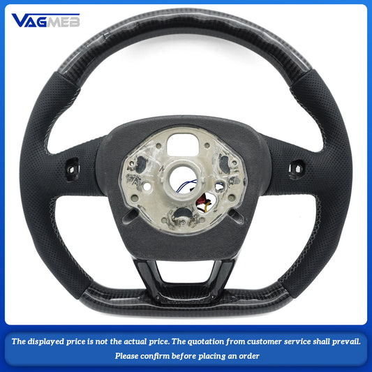 For Audi Q5 FY S LOGO Custom Carbon Fiber Semi Perforated Painted Black Style Sports With heating function Steering Wheel