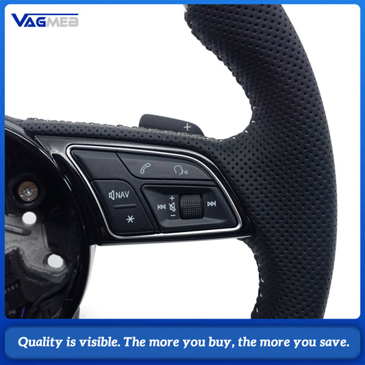Carbon Fiber Semi Perforated Leather Steering Wheel For Audi A4B9