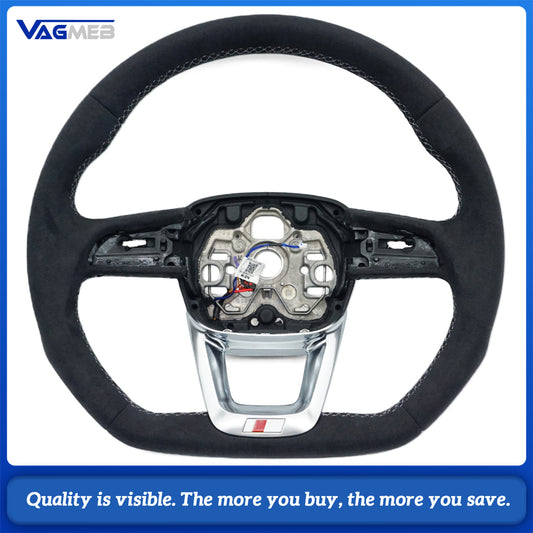 Fully furry steering wheel with multi-color stitching for Audi Q3 SQ3 RSQ3 Custom Fit Accessory With heating function