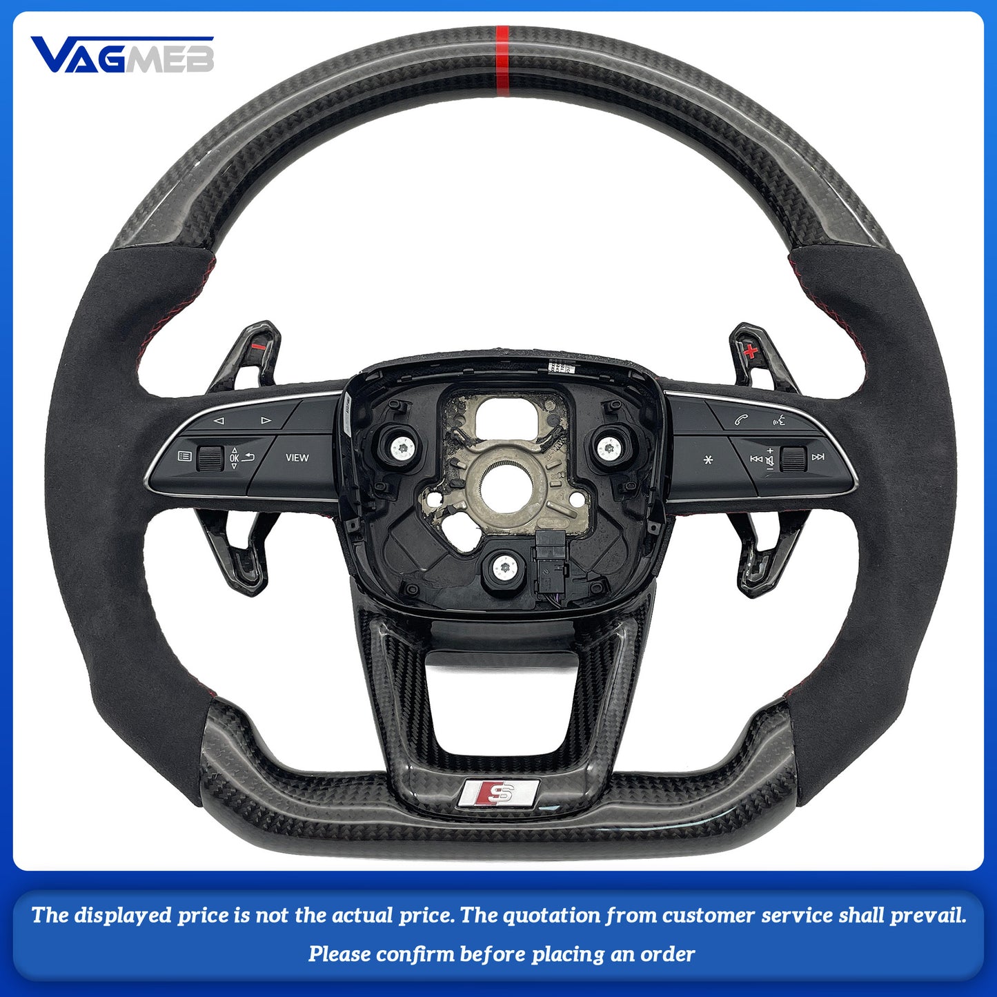 Carbon fiber Alcantara multifunctional flat bottomed steering wheel with paddle shifters For Audi Q5 FY