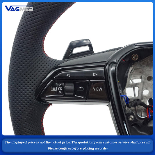 For Audi A6 C8 painted black leather multifunctional steering wheel with heating, Car Accessories