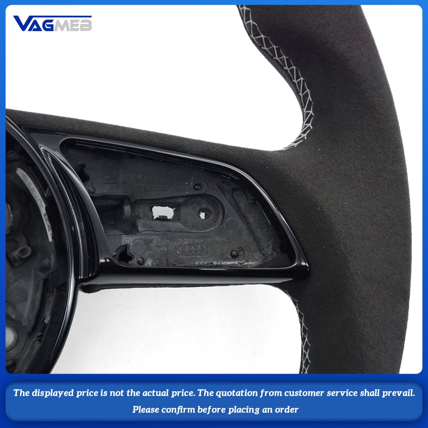 For Audi S LOGO A4B9 semi-suede carbon fiber white line white return center mark Steering Wheel