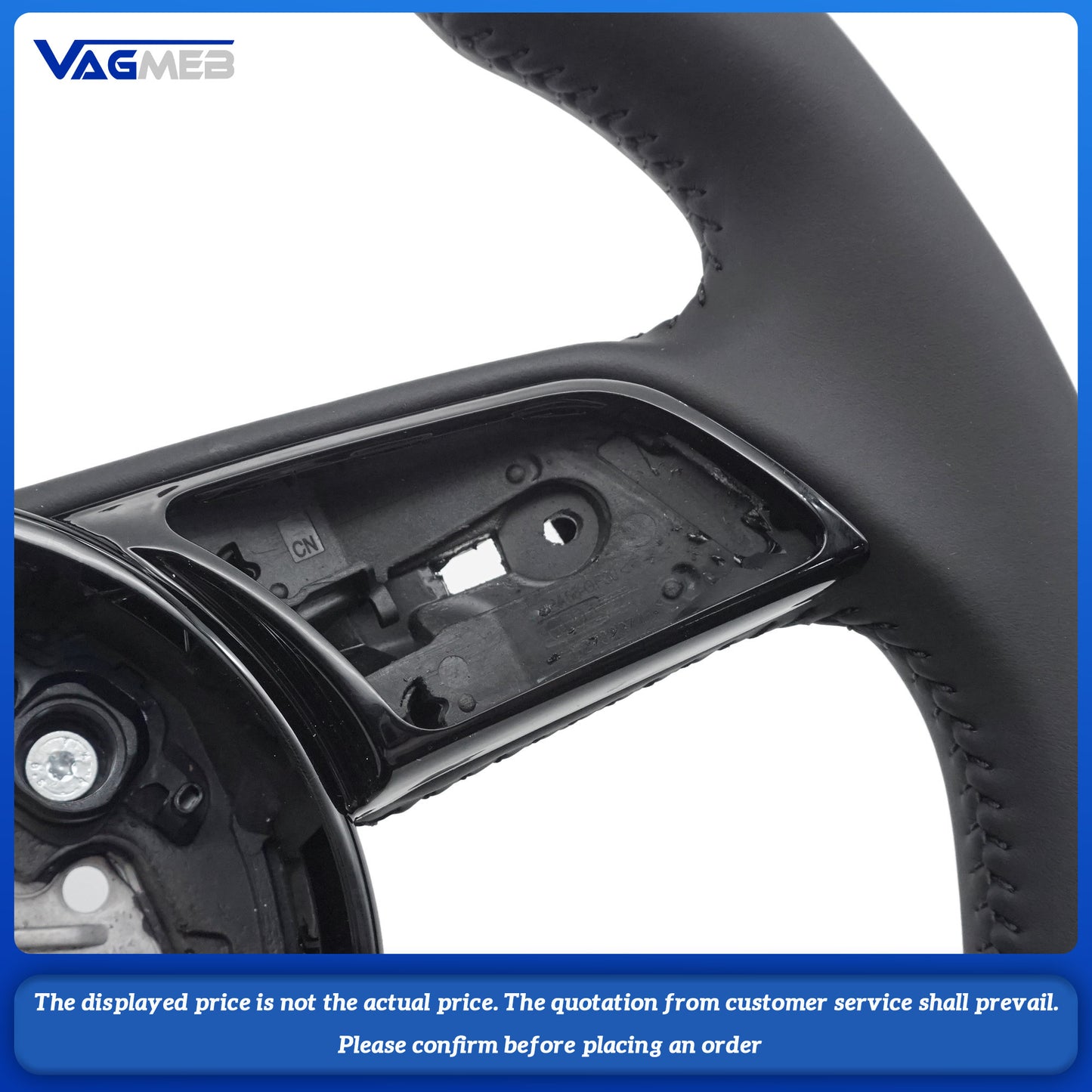 For Audi S logo A4 B9 Full leather black line steering wheel