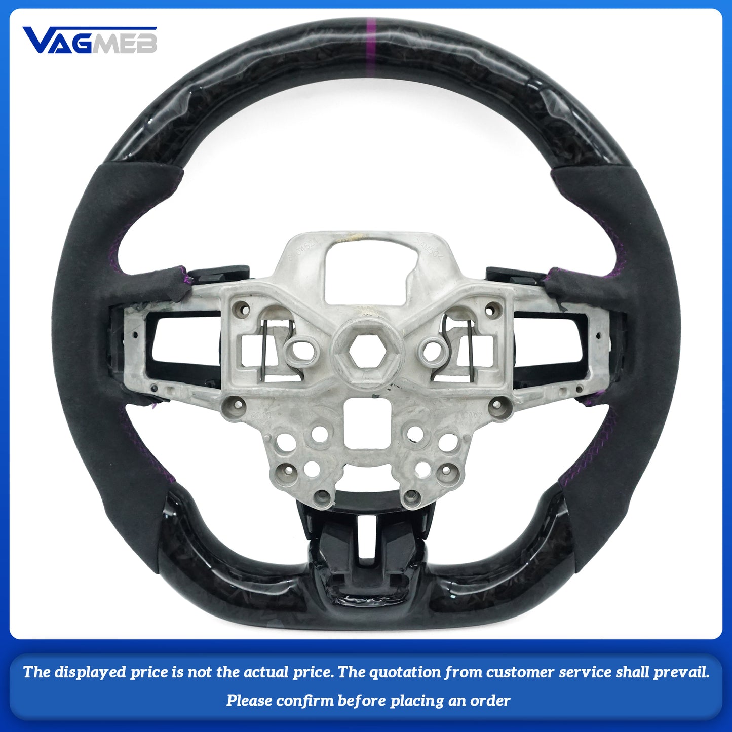 Customized Carbon Fiber Alcantara Leather Steering Wheel Fit for Ford Mustang 2015 -2022 GT Shelby