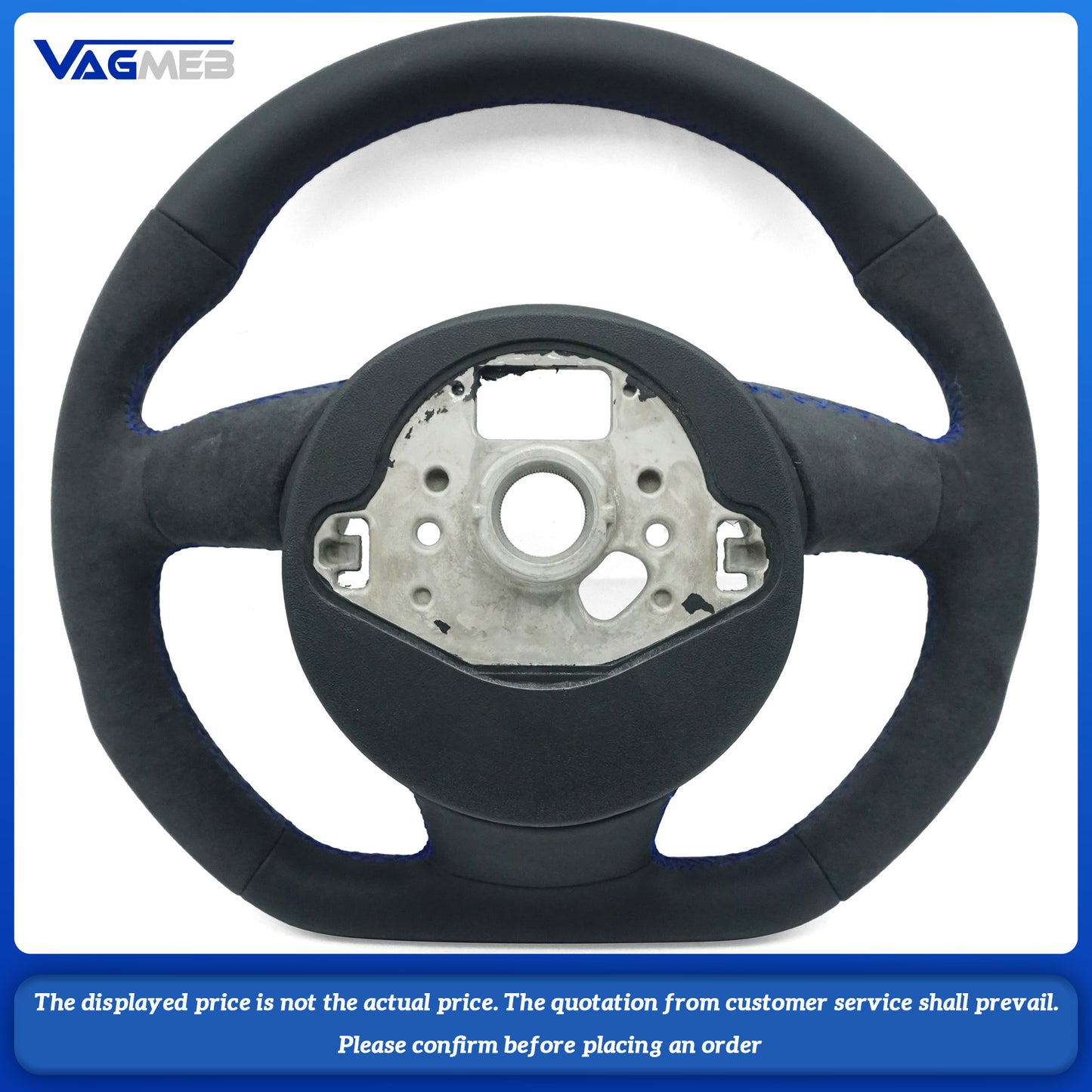 For Audi A3 8V A4 B8 A5 A6 A7 Q3 Q5 Q7, semi-suede dark blue line steering wheel without S LOGO