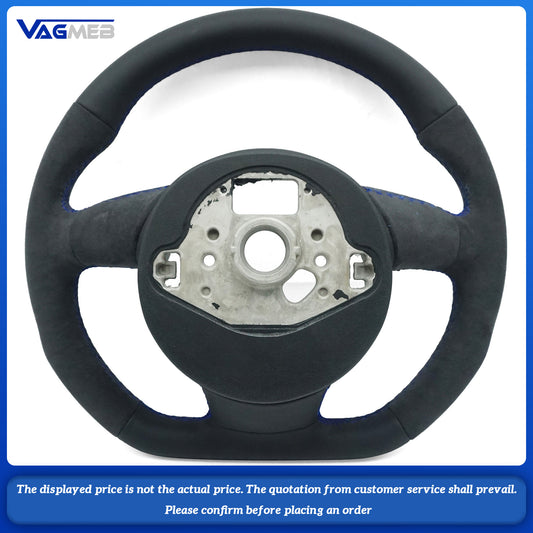 For Audi A3 8V A4 B8 A5 A6 A7 Q3 Q5 Q7, semi-suede dark blue line steering wheel without S LOGO