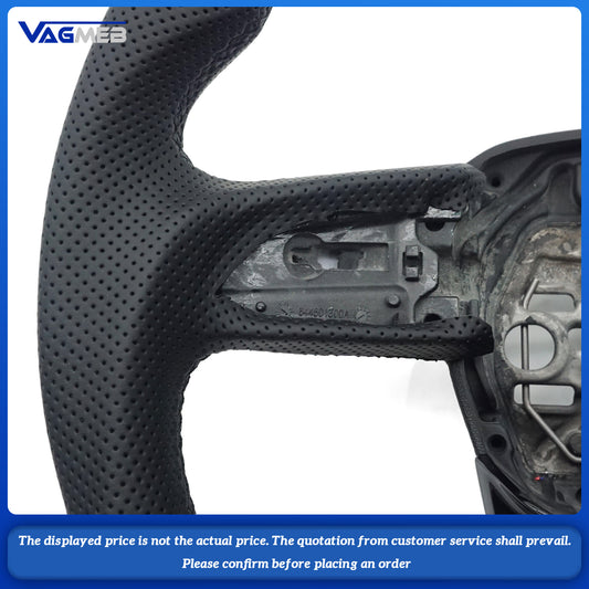 For Sline Logo Audi Q3 Carbon Fiber Painted Black Semi Perforated Flat Bottomed Sports Steering Wheel