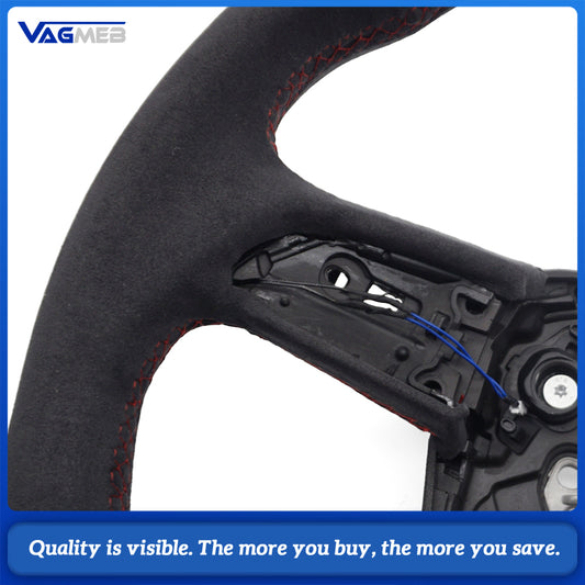 Upgraded fully furry design with red stitching steering wheel for Audi Q5l, Q5 modification