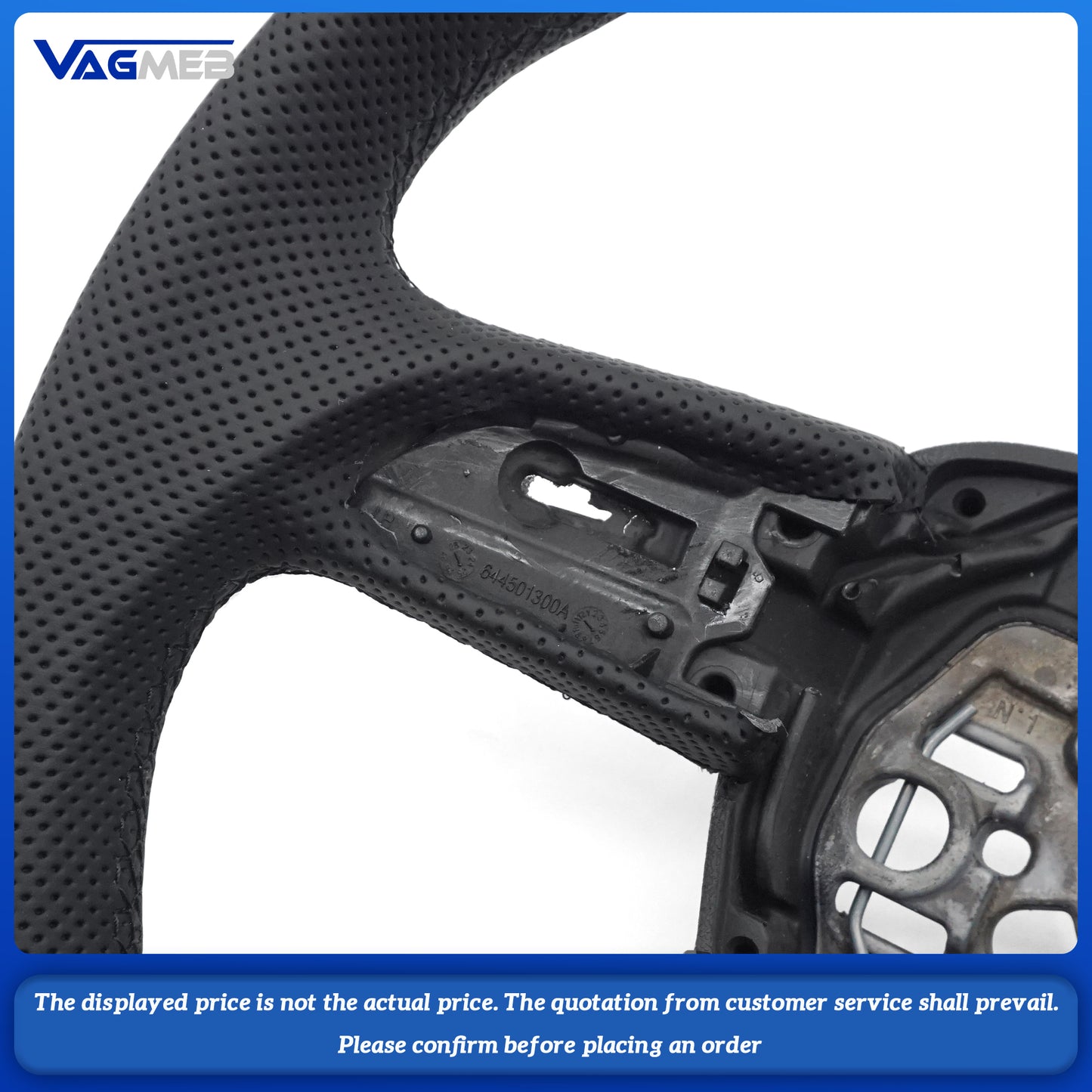 Perforated leather, black stitching, baked paint, black flat bottomed steering wheel For Audi Q3 F3