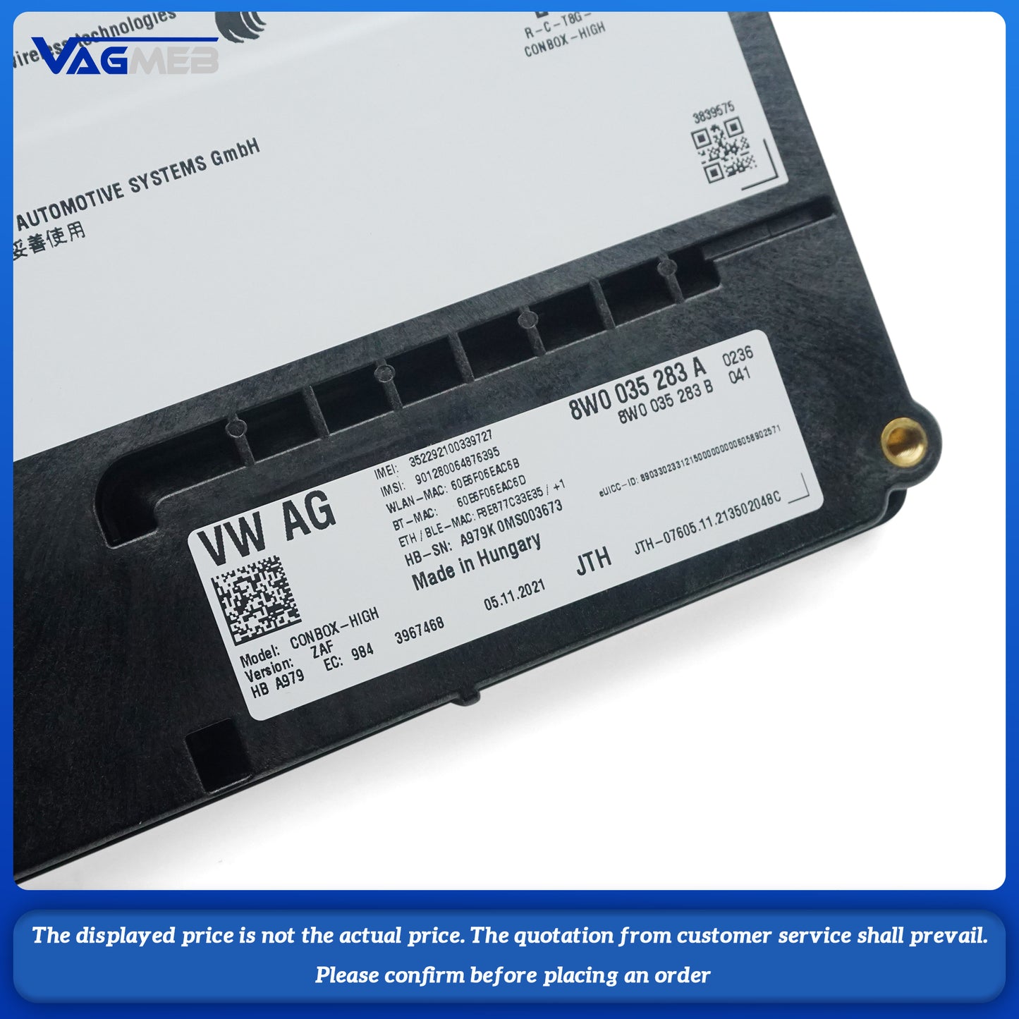 For Audi Q5 Q7 Q8 A6 A7Communication Module Computer Emergency Call Module Unit Control Unit 8W0 035 283 A