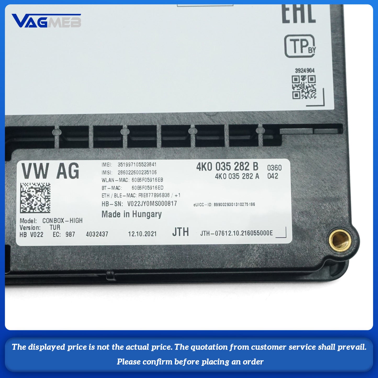 For Porsche Communication Module Computer Emergency Call Module Unit Control Unit 4K0 035 282 B
