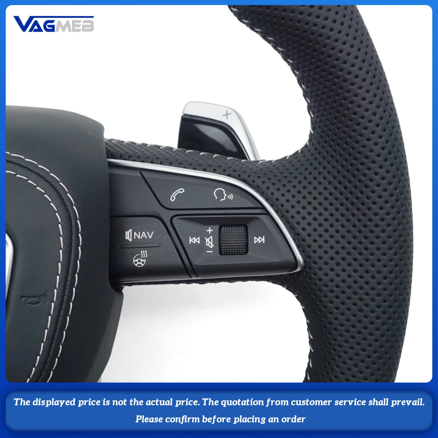 For Audi S Logo Q5 with half-hole white trim, keyless controls, paddle shifters and heated steering wheel