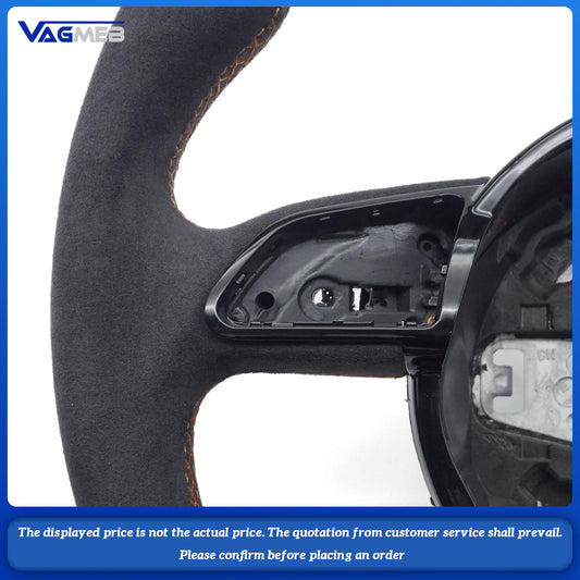 For Audi S logo A3 8V A4 B8 Half-suede orange thread stitching color can be customized