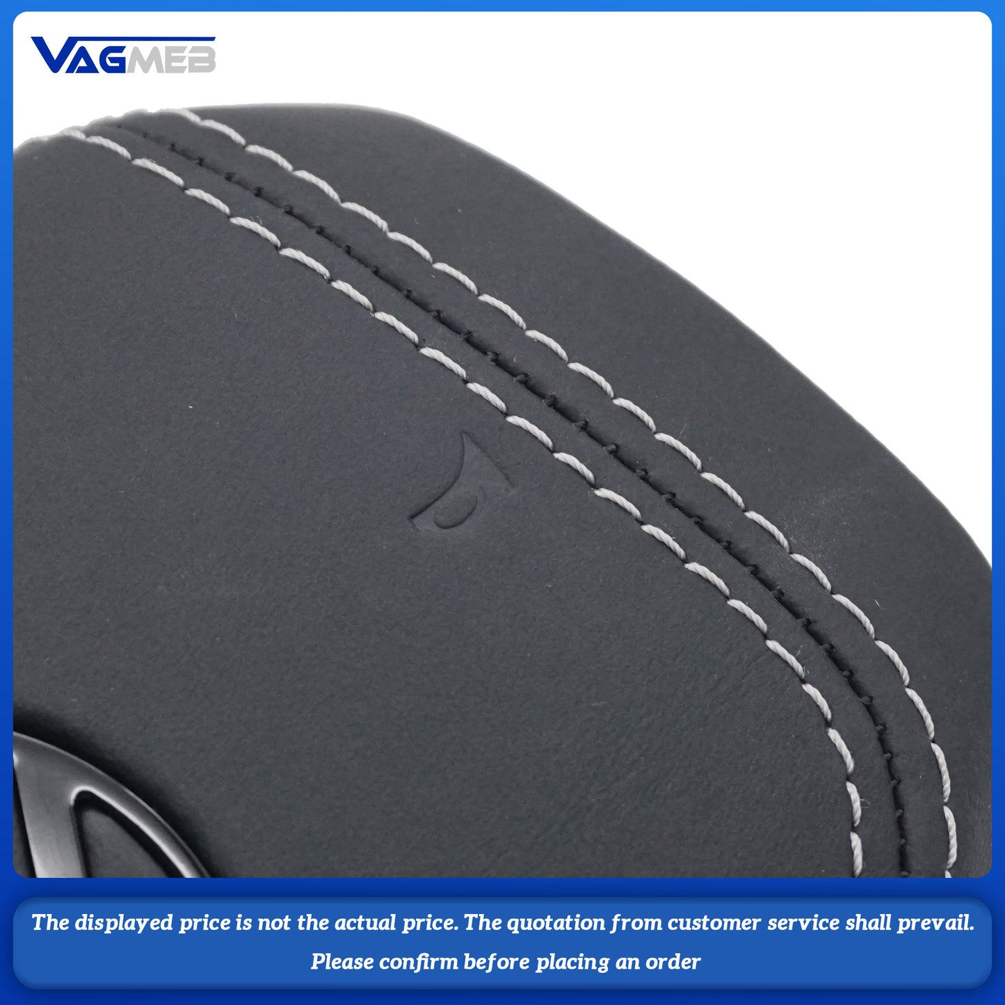 Dyed red thread Steering wheel airbag cover multifunction steering wheel For VW Golf MK8 Leather White Line