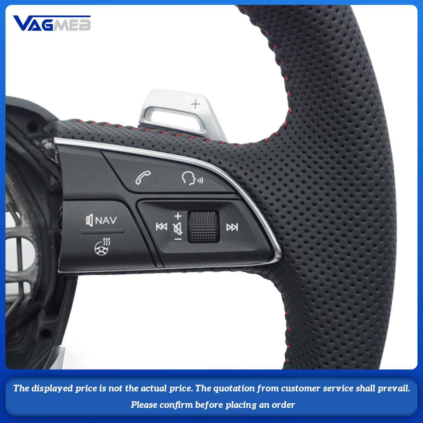 For Audi Q3 Multifunctional Heated S LOGO perforated Leather Steering Wheel With Paddles Assembly Accessories