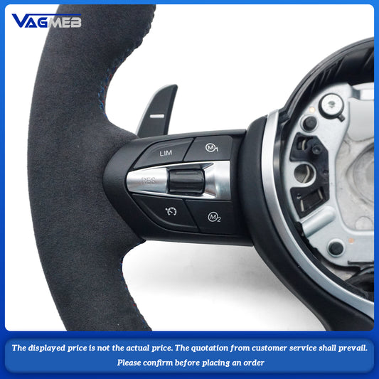 Steering wheel for BMW M3 M5 F30 F32 F10 F20 F07 F01 X4 X5 X6 Alcantara leather sports steering wheel M logo, Car Accessories