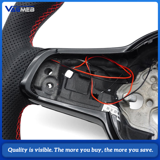 Forged red foil carbon fiber leather sports LED steering wheel with frame for VW Golf 7 MK7 GTI Passat B8 Tiguan MK2 Polo Jetta