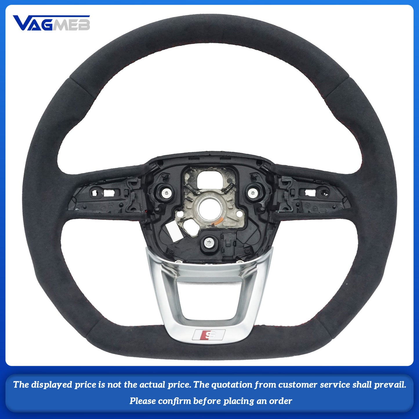 For Audi Q5 FY Alcantara red stitched flat bottomed sports steering wheel