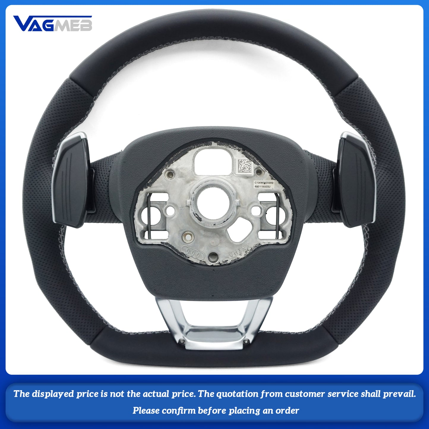 For Audi Sline LOGO Q3 F3, semi-perforated steering wheel without buttons and with paddles