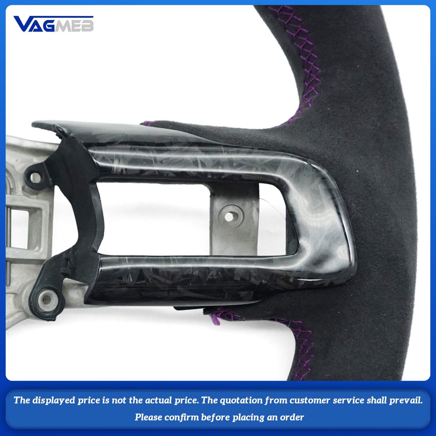Customized Carbon Fiber Alcantara Leather Steering Wheel Fit for Ford Mustang 2015 -2022 GT Shelby