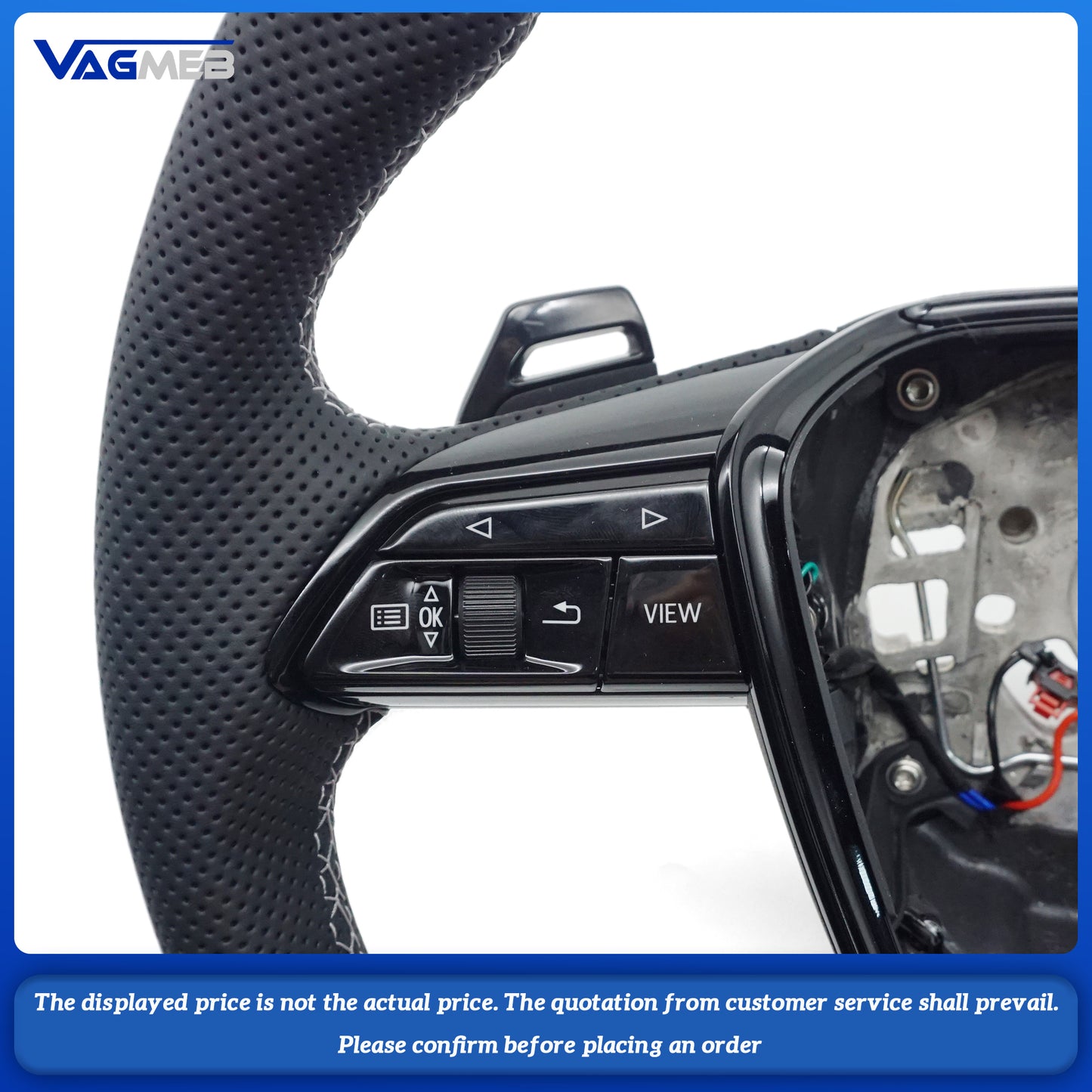 For Audi S LOGO A6C8 half-punched light gray line painted black with push-button heating steering wheel