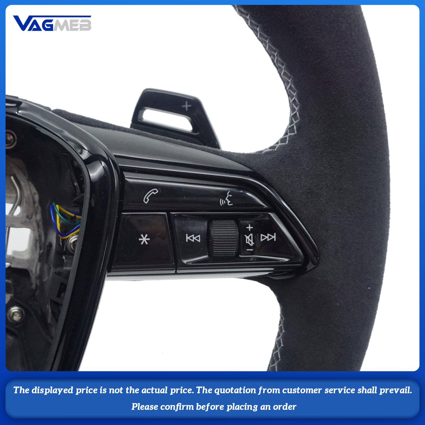 For Audi S Logo A6C8 - Matte carbon semi-suede light gray leather trim with push-button gearshifts and heated steering wheel