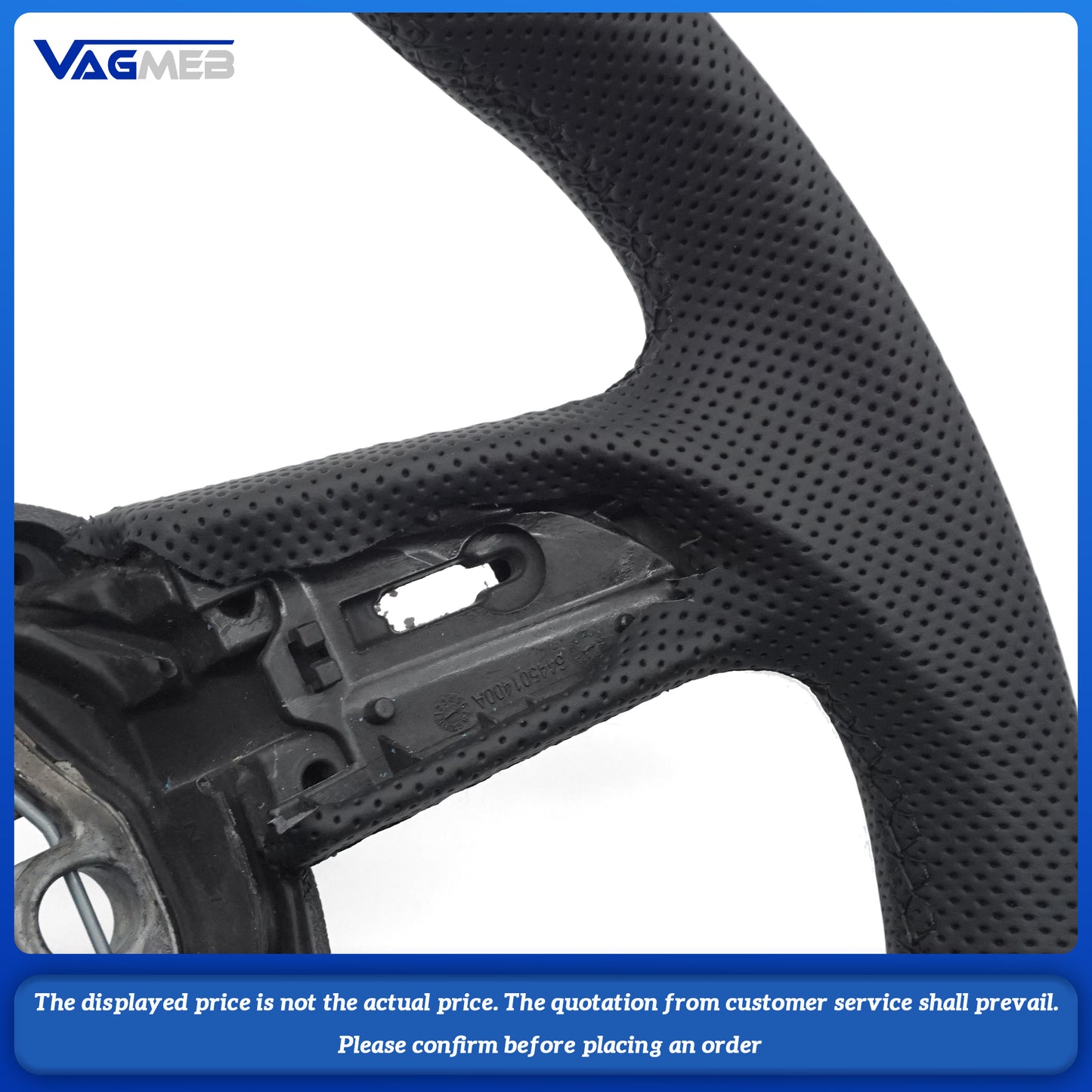 Perforated leather, black stitching, baked paint, black flat bottomed steering wheel For Audi Q3 F3