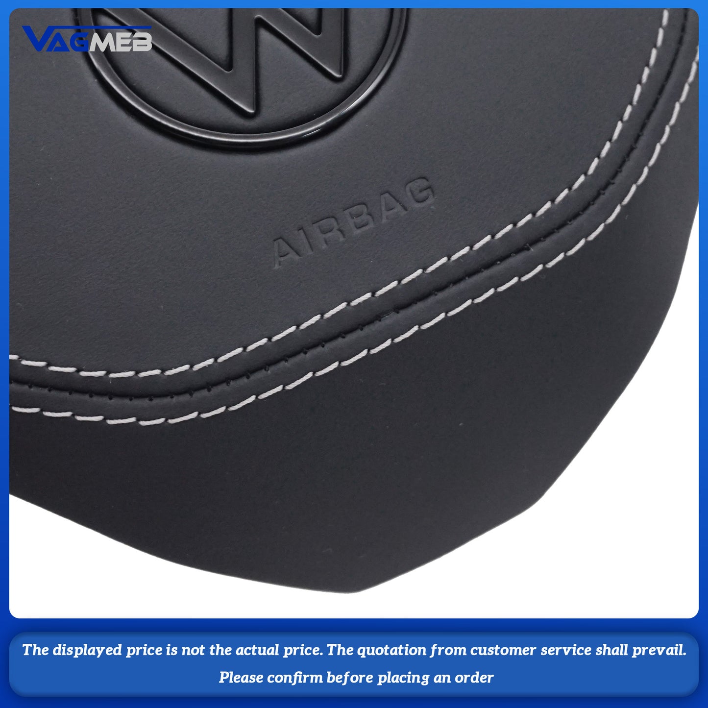 Dyed red thread Steering wheel airbag cover multifunction steering wheel For VW Golf MK8 Leather White Line