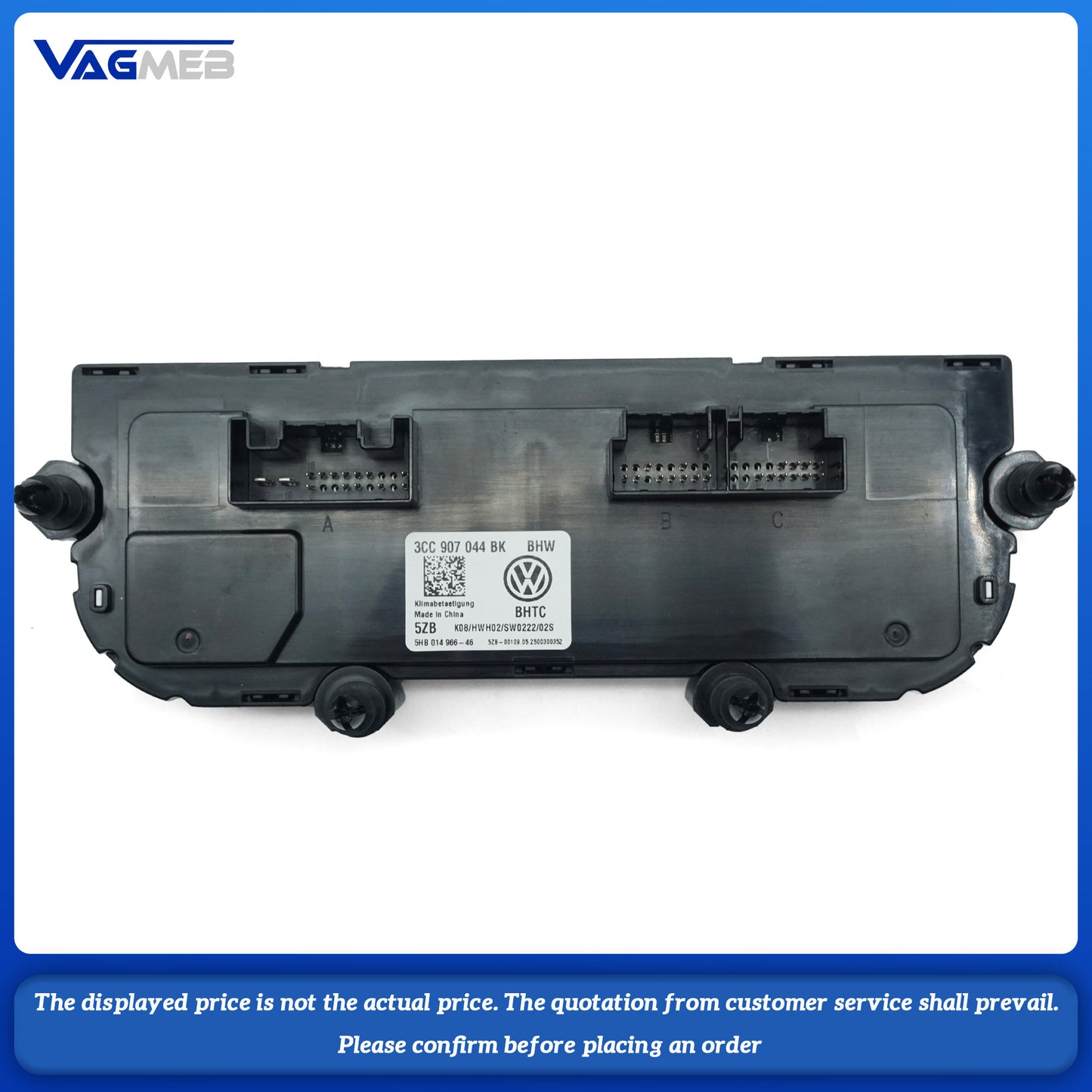 3CC 907 044BK For VW Golf 7 MK7 T-ROC Touch Screen LCD Air Conditioning Display Panel Without Heating