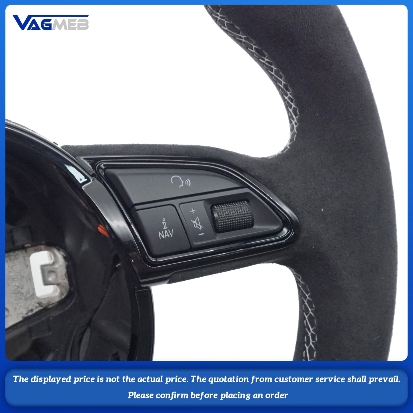 Volante de fibra de carbono alcantara de cuero personalizado para Audi A4 B8 S-LINE logo