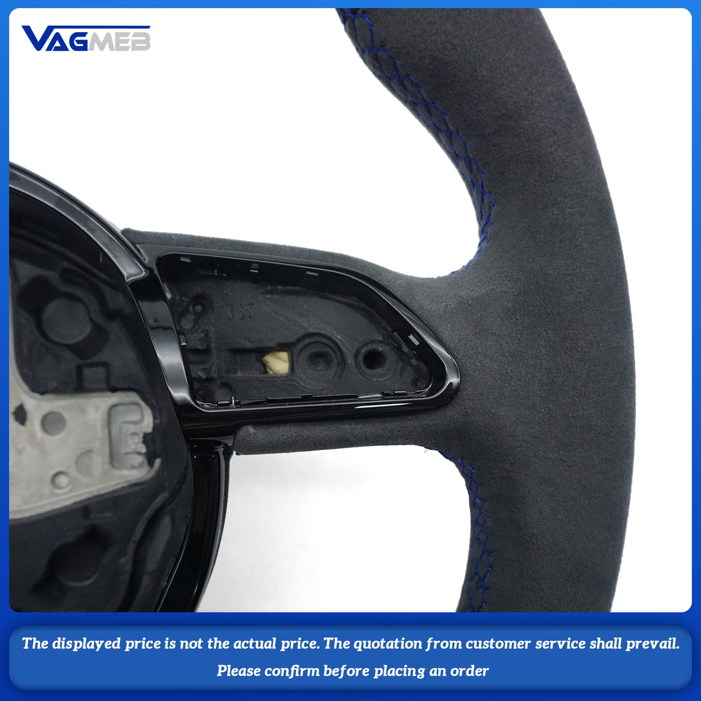 For Audi A3 8V A4 B8 A5 A6 A7 Q3 Q5 Q7, semi-suede dark blue line steering wheel without S LOGO