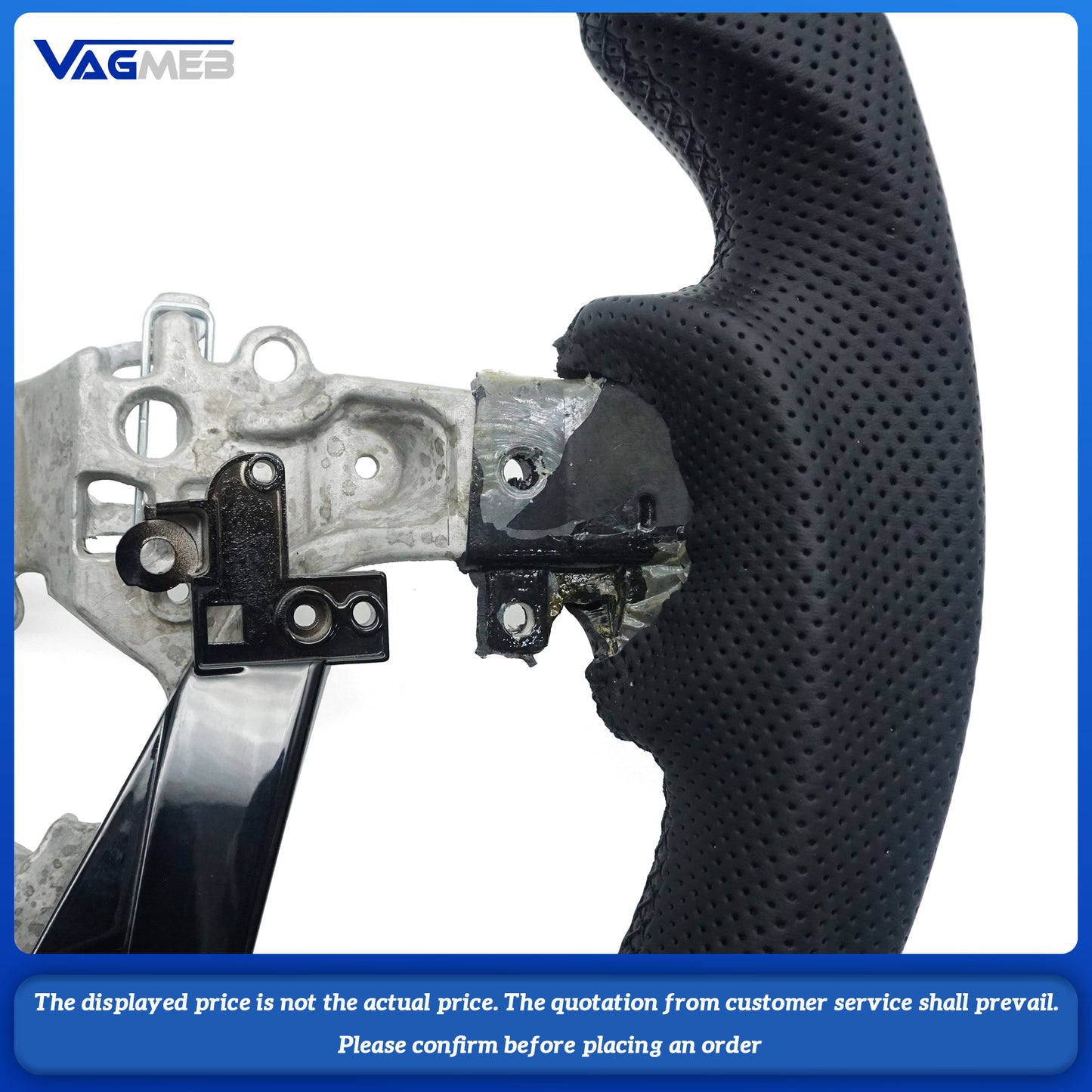 For Toyota Hilux Matte carbon fiber semi-perforated black wire steering wheel