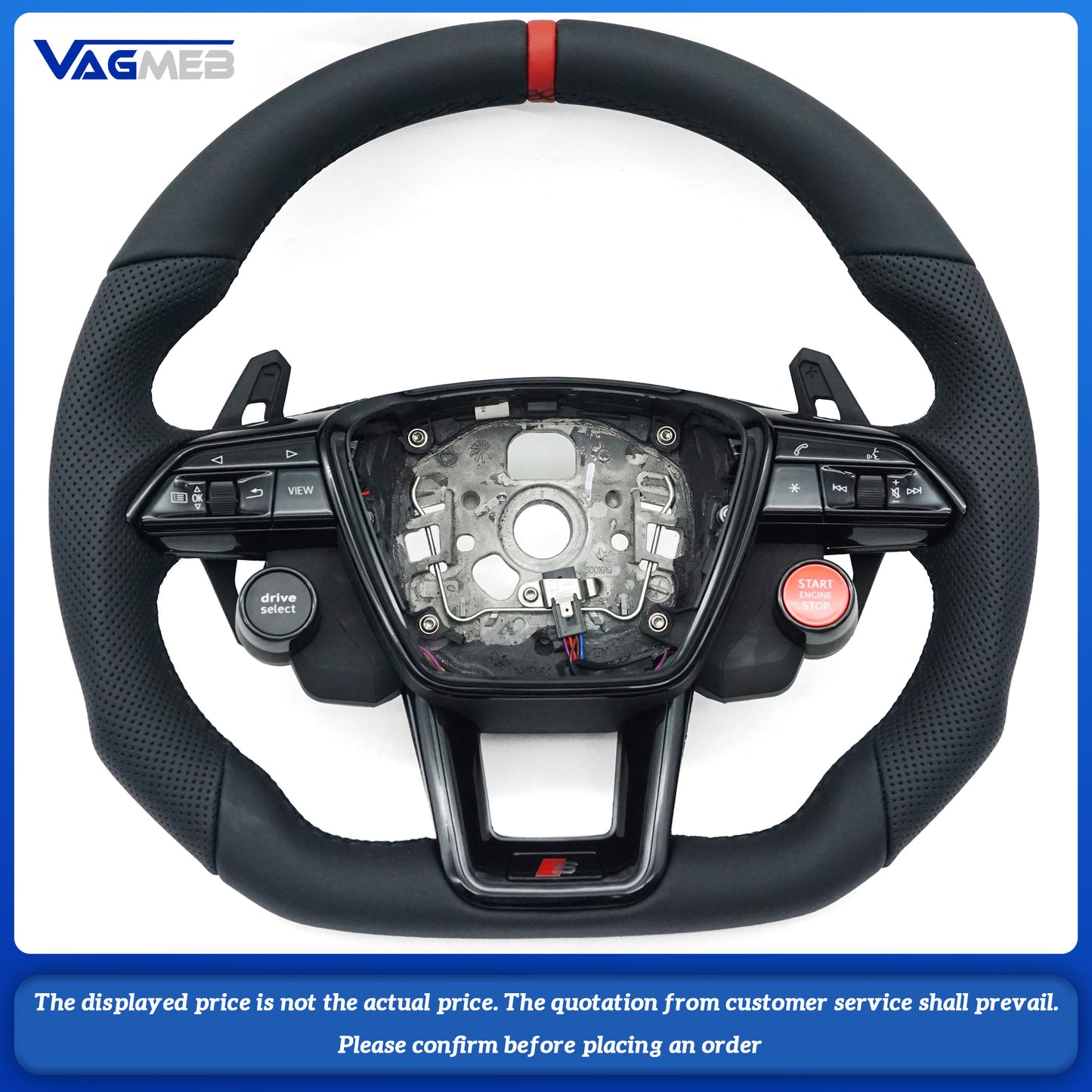 For Audi S logo A6C8, with black lines and R8 buttons on the steering wheel, without heating function