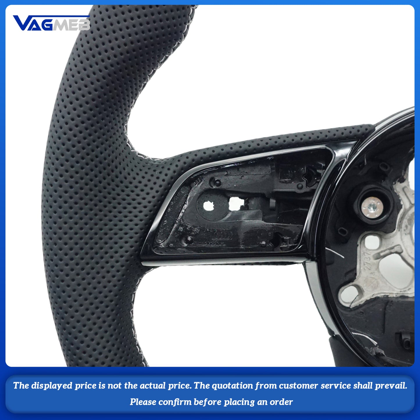 For Audi RS3 RS4 RS5 A3 A4 B9 A5 S3 S4 S5 2017-2021 Fully Perforated Leather Steering Wheel