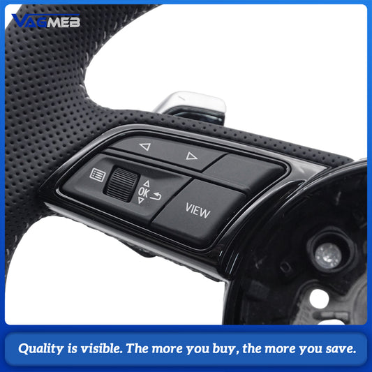 Heated steering wheel suitable for Audi A4 B9 S3 RS4 RS5 A3 A5 S3 S4 S5 2017-2024 leather flat bottomed steering wheel