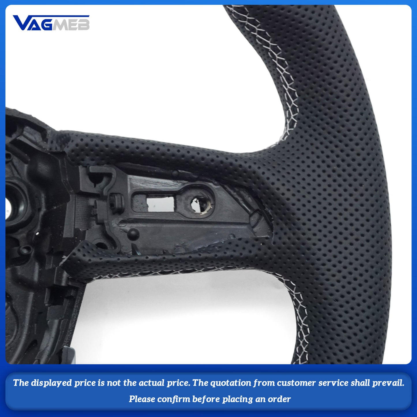 For Sline Logo Audi Q5 FY Q7 4M Q8 Alcantara leather white stitching flat bottomed sports steering wheel with heating, Car Accessories