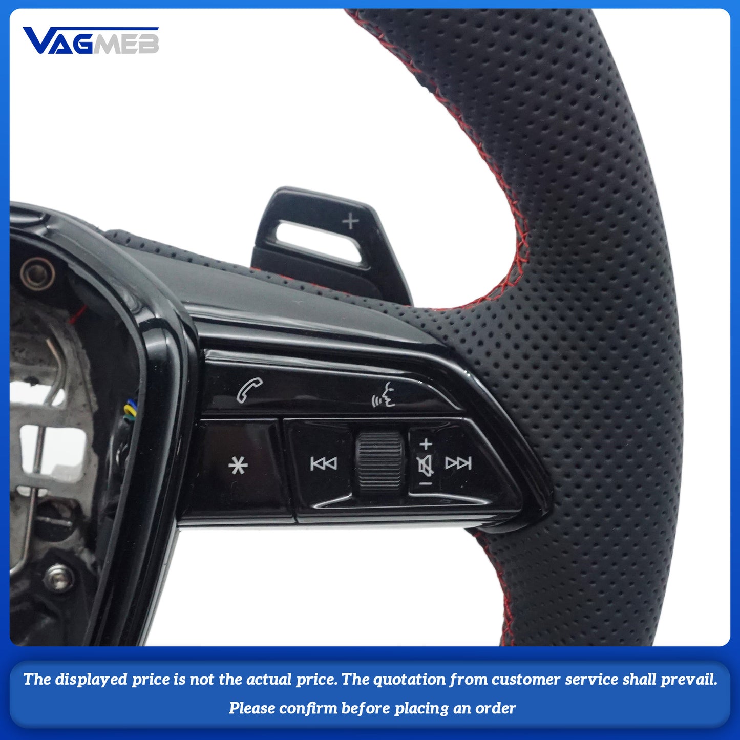 For Audi A6 C8 painted black leather multifunctional steering wheel with heating, Car Accessories