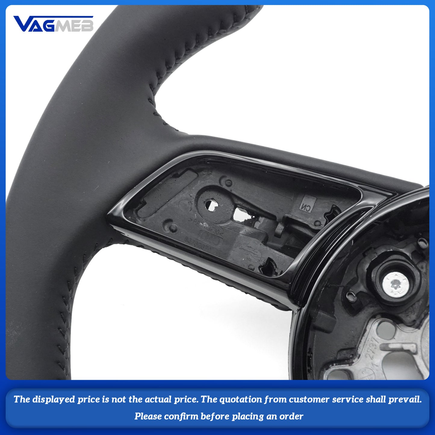 For Audi S logo A4 B9 Full leather black line steering wheel