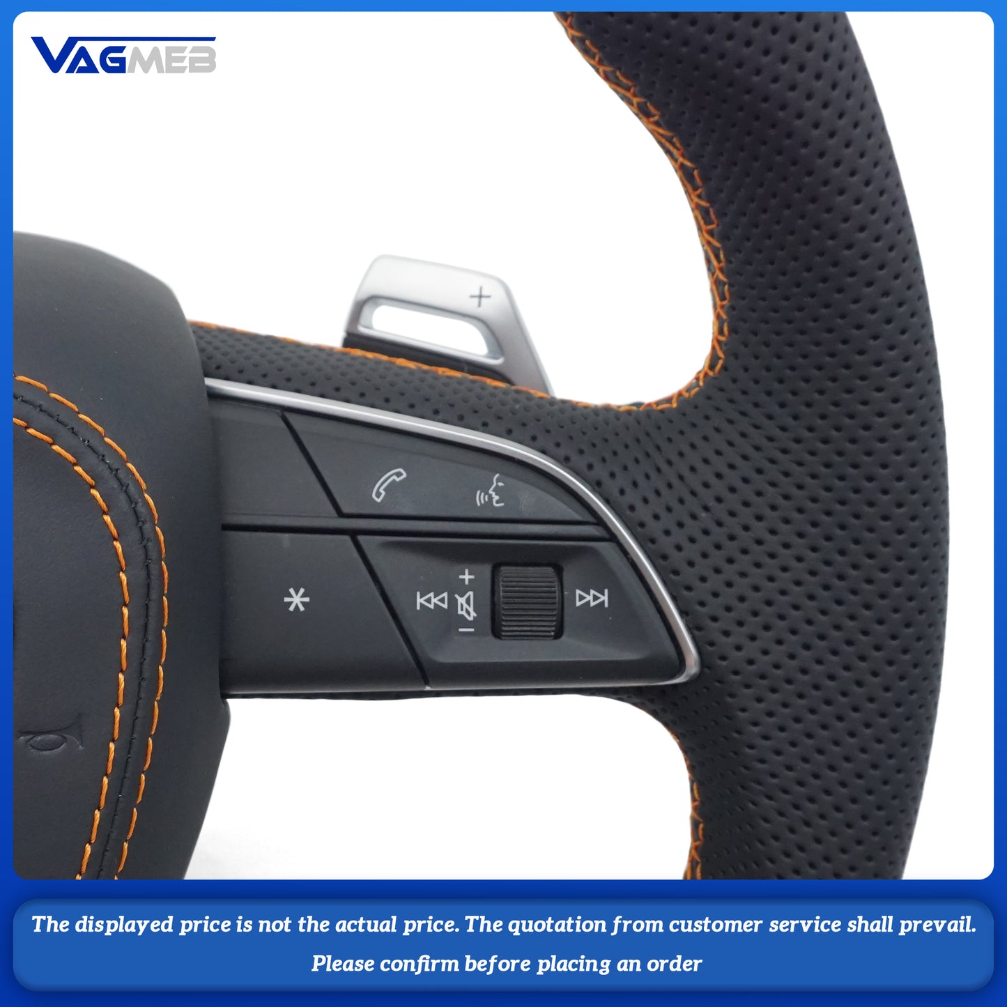 Volante de cuero mejorado apto para Audi A3 8Y volante de fibra de carbono