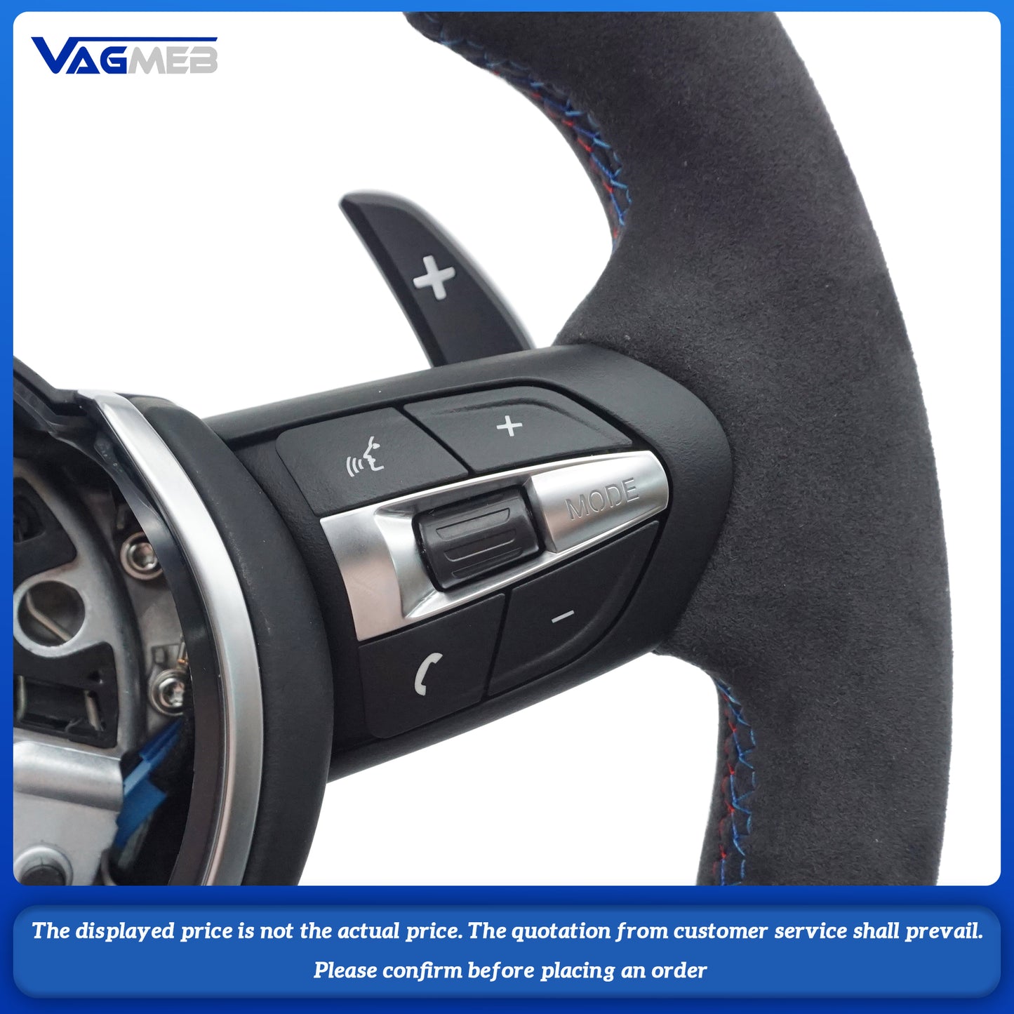 Leather black wire steering wheel with wathet 12 o'clock emblem For BMW M M3 M5 F10 F11 F13 F15 F20 F21 F22 F25 F01 F02 F03 F30 F31