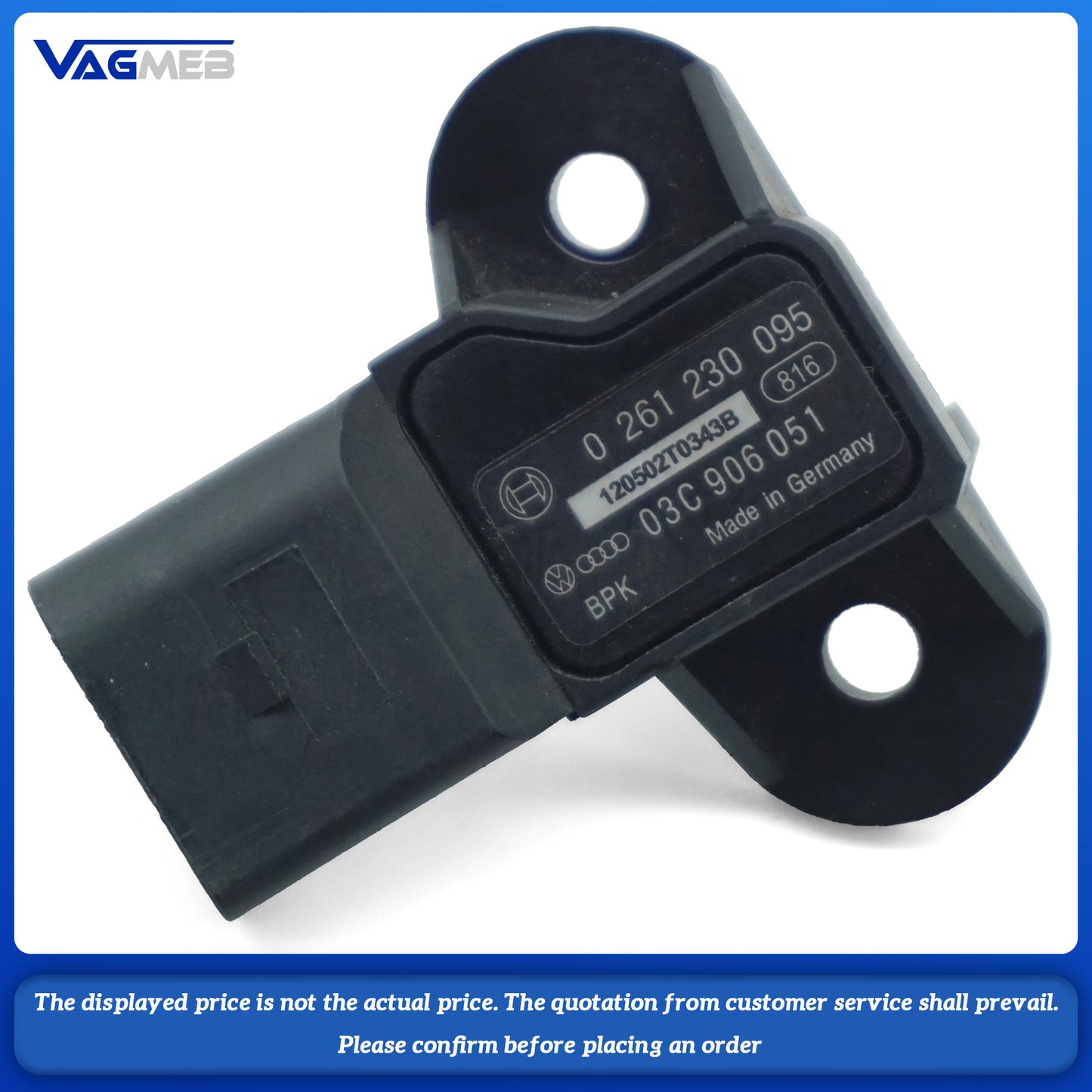 MAP Pressure Sensor 03C 906 051 051F For VW Eos Polo Jetta Golf Passat Bora Touran Audi A3 A4 A6 Q5 Skoda Seat 03C906051 0261230095