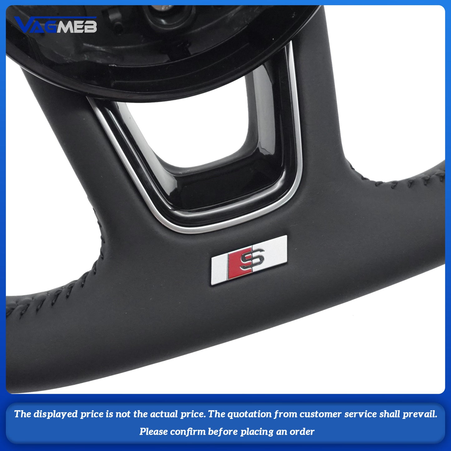 For Audi S logo A4 B9 Full leather black line steering wheel