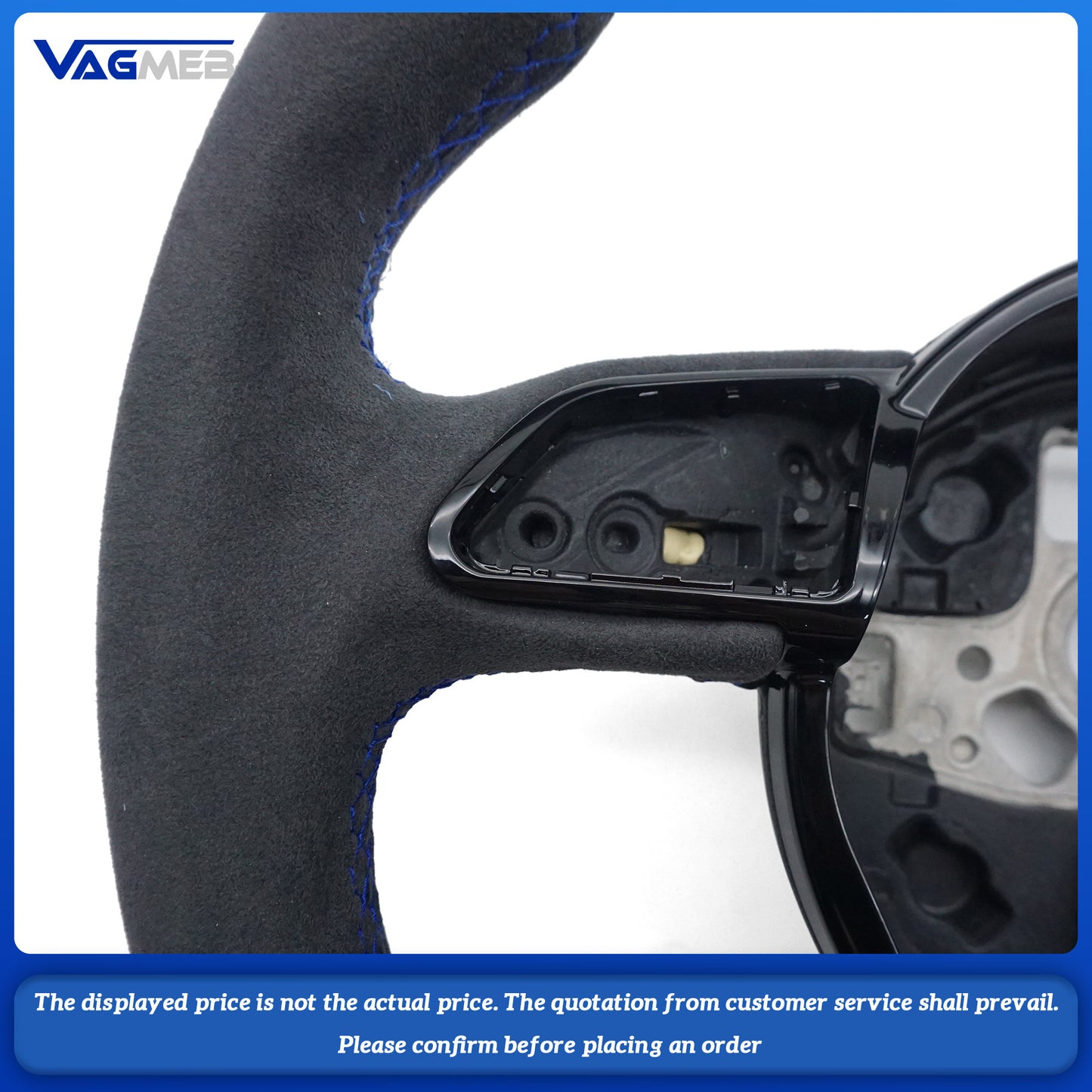 For Audi A3 8V A4 B8 A5 A6 A7 Q3 Q5 Q7, semi-suede dark blue line steering wheel without S LOGO