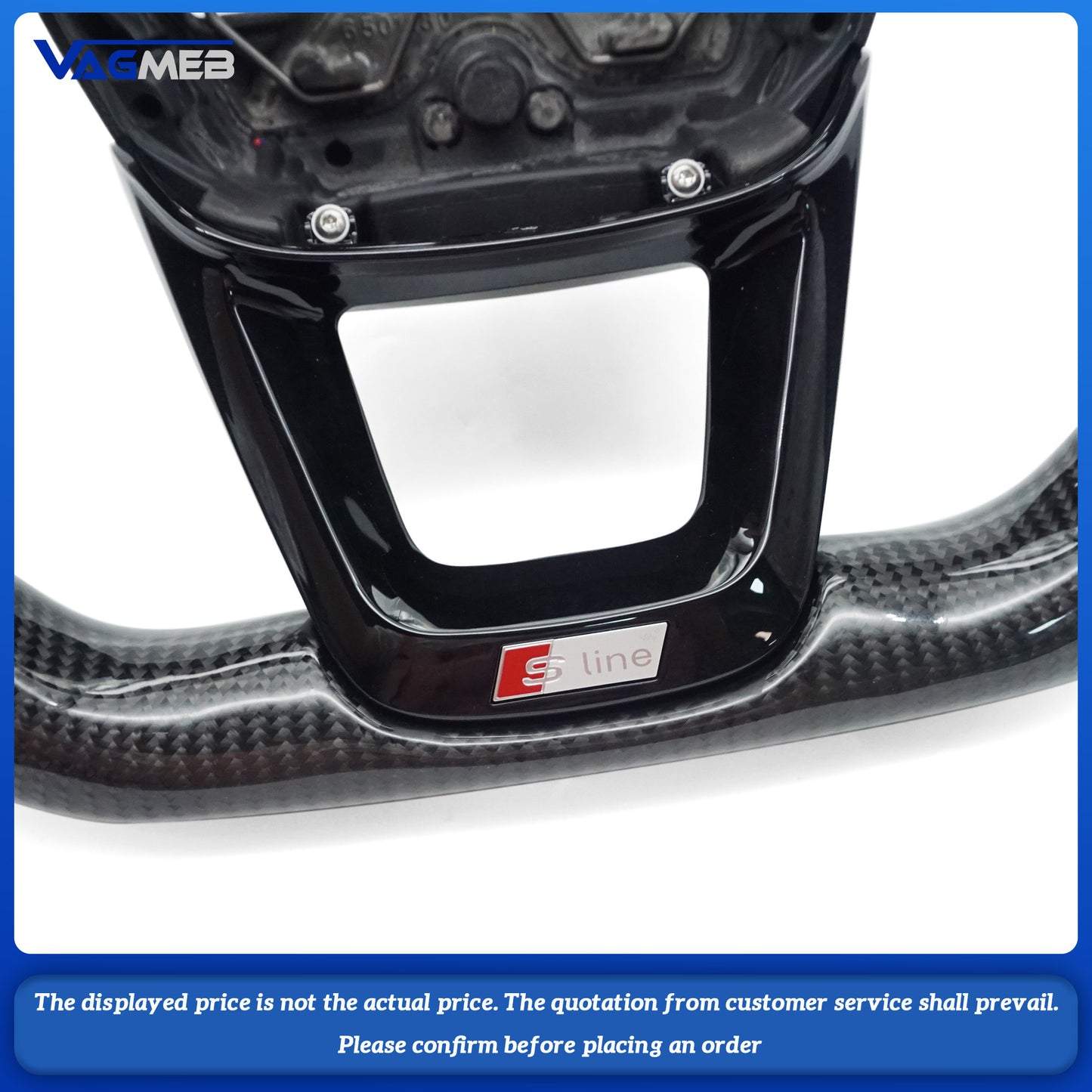 For Sline Logo Audi Q3 Carbon Fiber Painted Black Semi Perforated Flat Bottomed Sports Steering Wheel